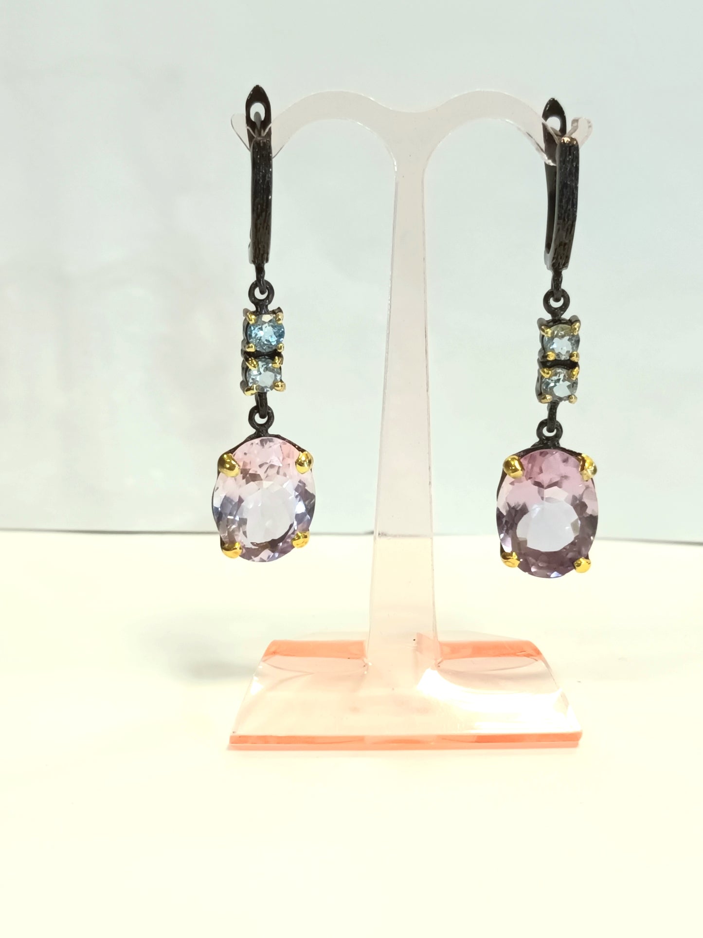 Earrings with amethyst and topaz