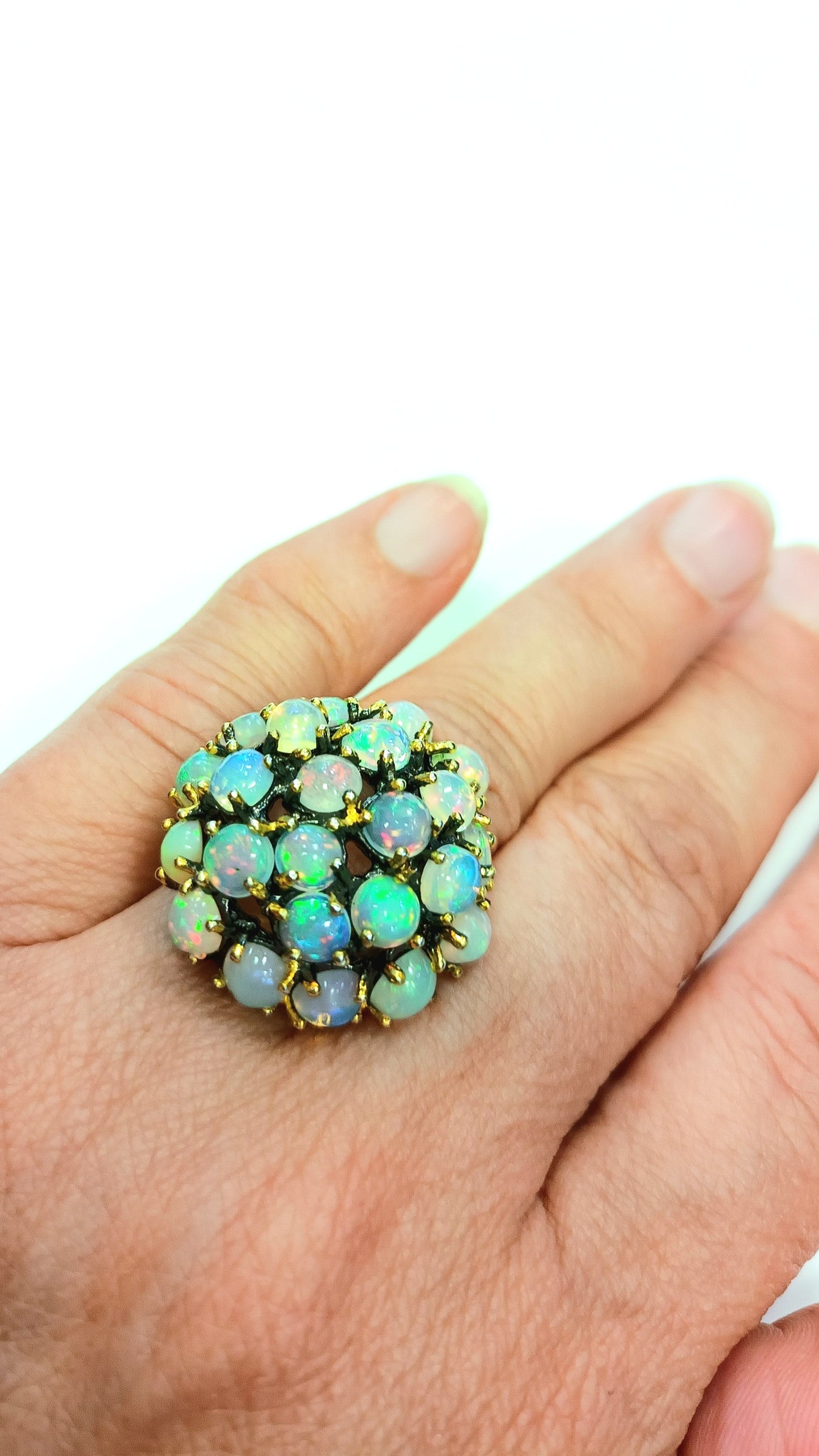 Rainbow opal ring