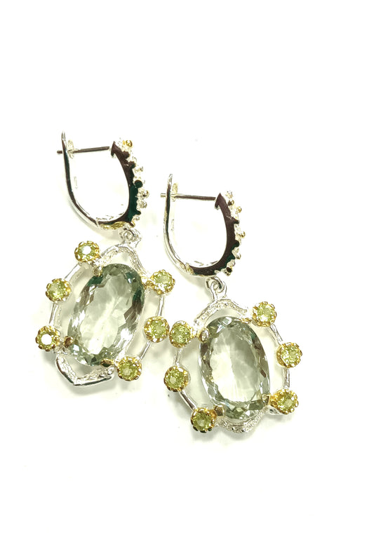 Earrings with green amethyst and peridot