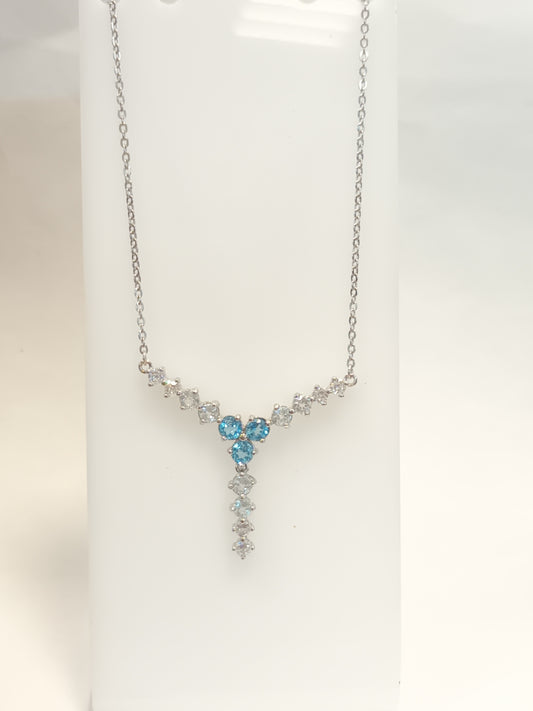 Ожерелье натуральный голубой топаз и кубик циркона